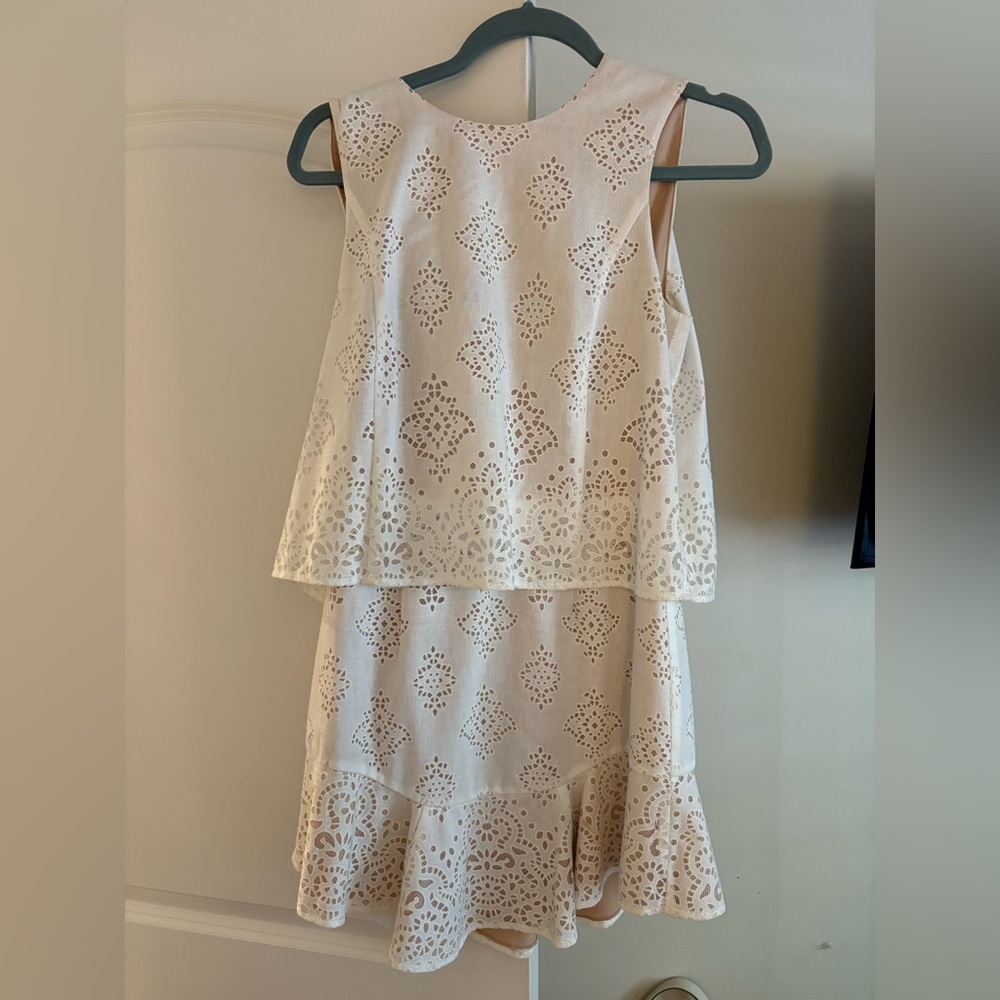 BCBGMaxAzria Cream Lace Mini Dress